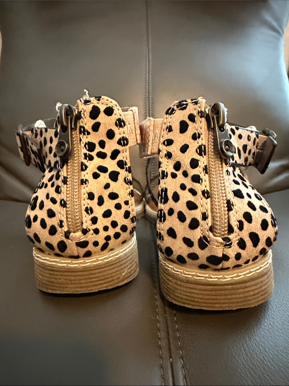 Blowfish Beige and Black Spotted Ankle-Strap Sandals - Picture 3 of 4
